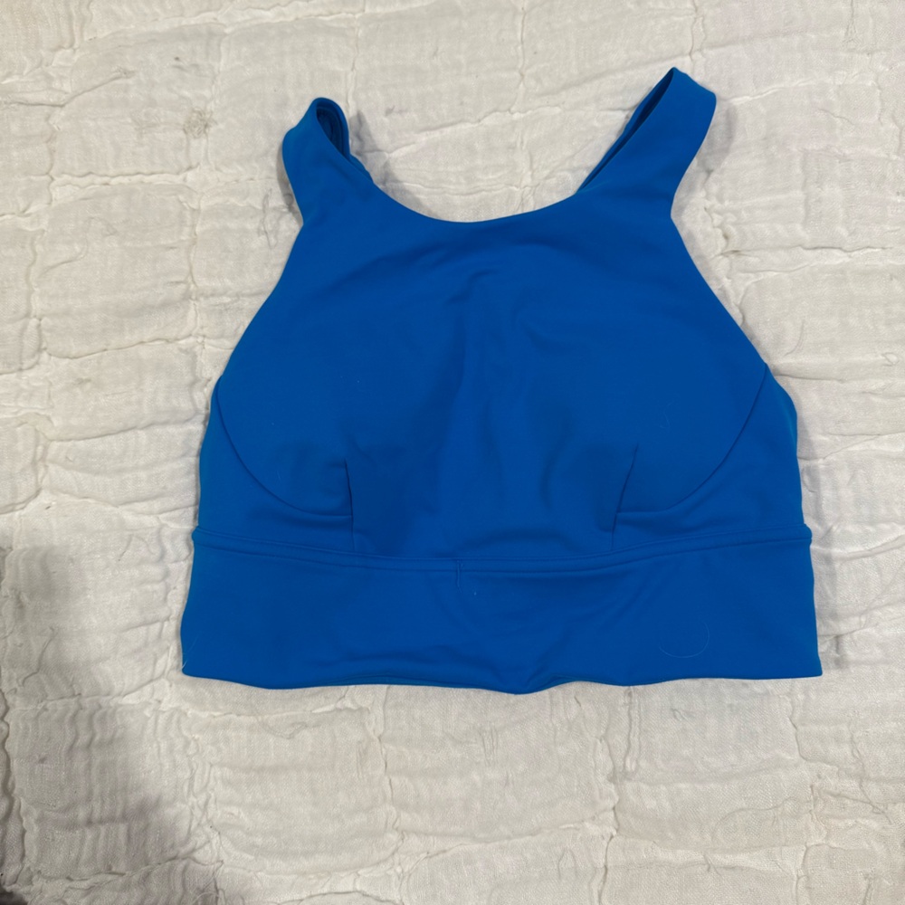 Lululemon Poolside Blue High Neck Supportive Sports Bra Size 8 EUC Worn Once